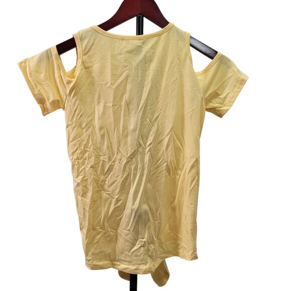 BesserBay Girls Button-Up Cold Shoulder & Tie Yellow Shirt Size 9-10 Years Old - Picture 3 of 11